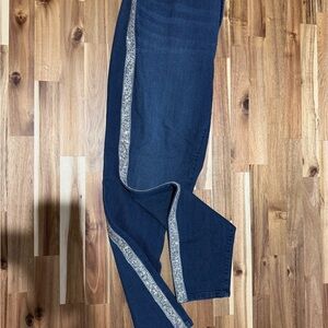 INC International Concepts Dark Blue Skinny Jeans with Silver Accents